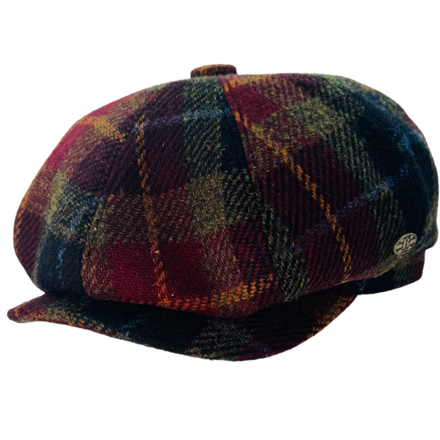 Scalpay Harris Tweed Newsboy Cap – Burgundy