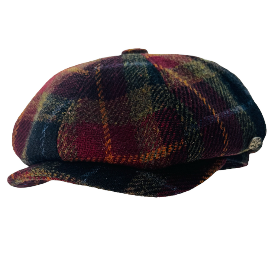 Scalpay Harris Tweed Newsboy Cap – Burgundy