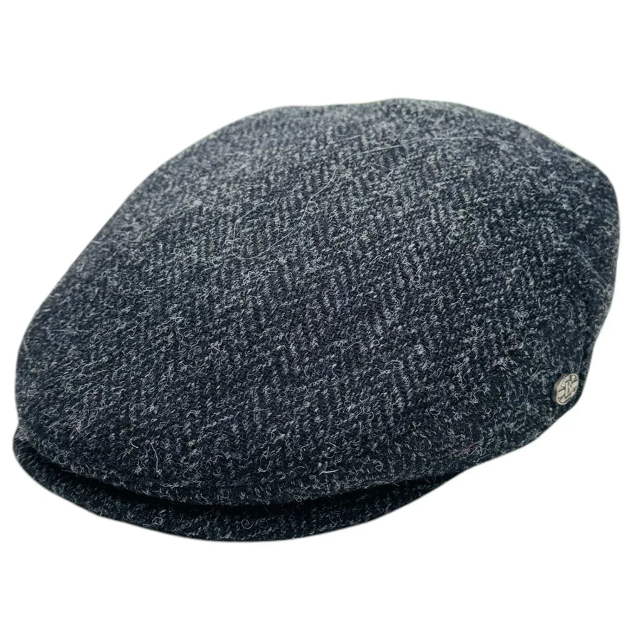Harris Tweed Herringbone Flat Cap – Grey