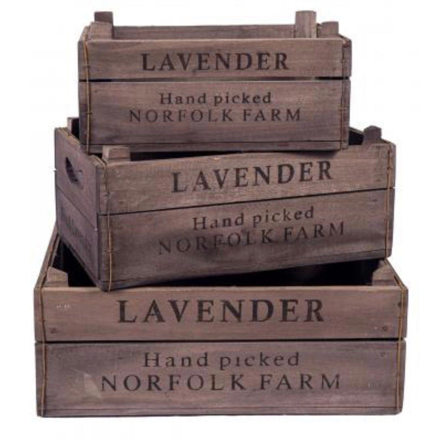 Set of 3 Wooden Lavender Boxes