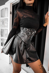 Dark in Lia Punk Love Patent Leather Waist Corset with Metal Accents