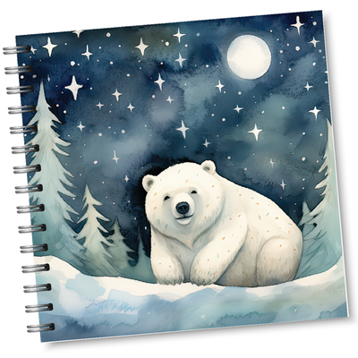 Illustrated Polar Bear Square Notebook