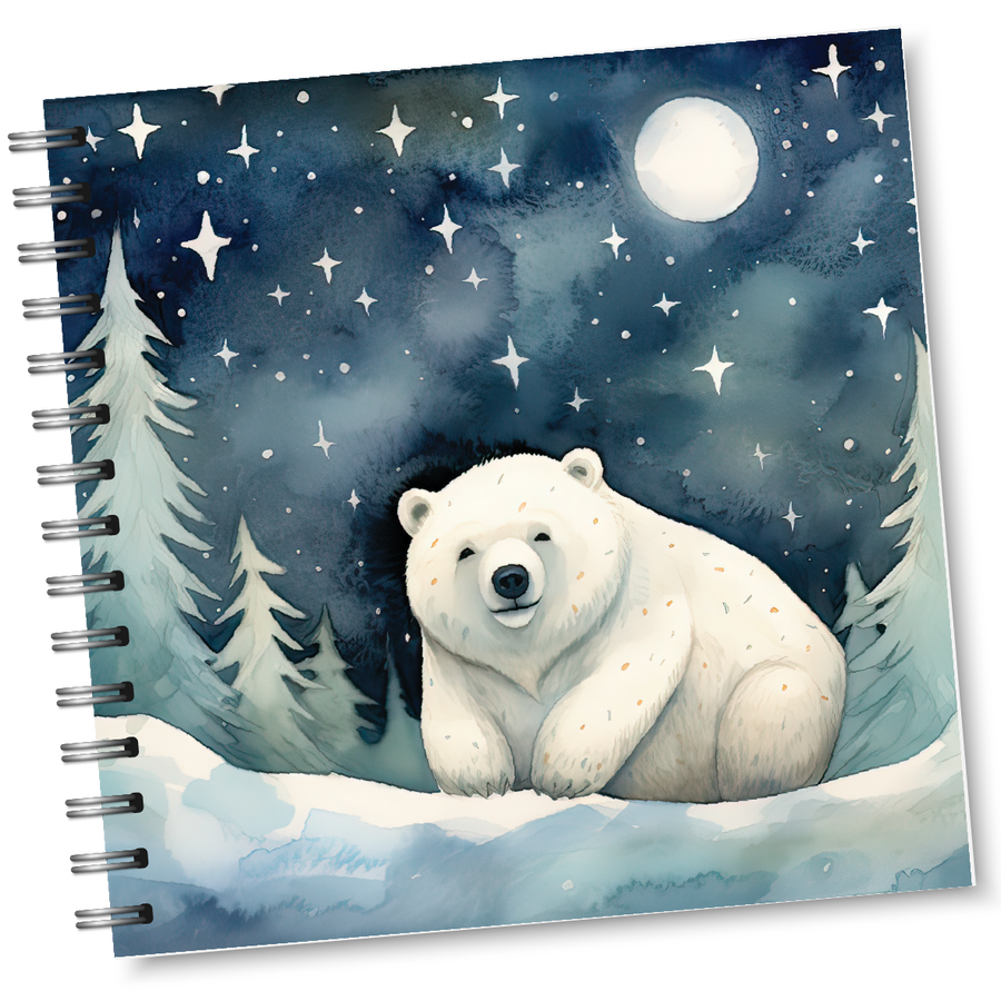 Illustrated Polar Bear Square Notebook