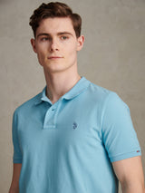 Mens Double Horsemen Polo Shirt Air Blue