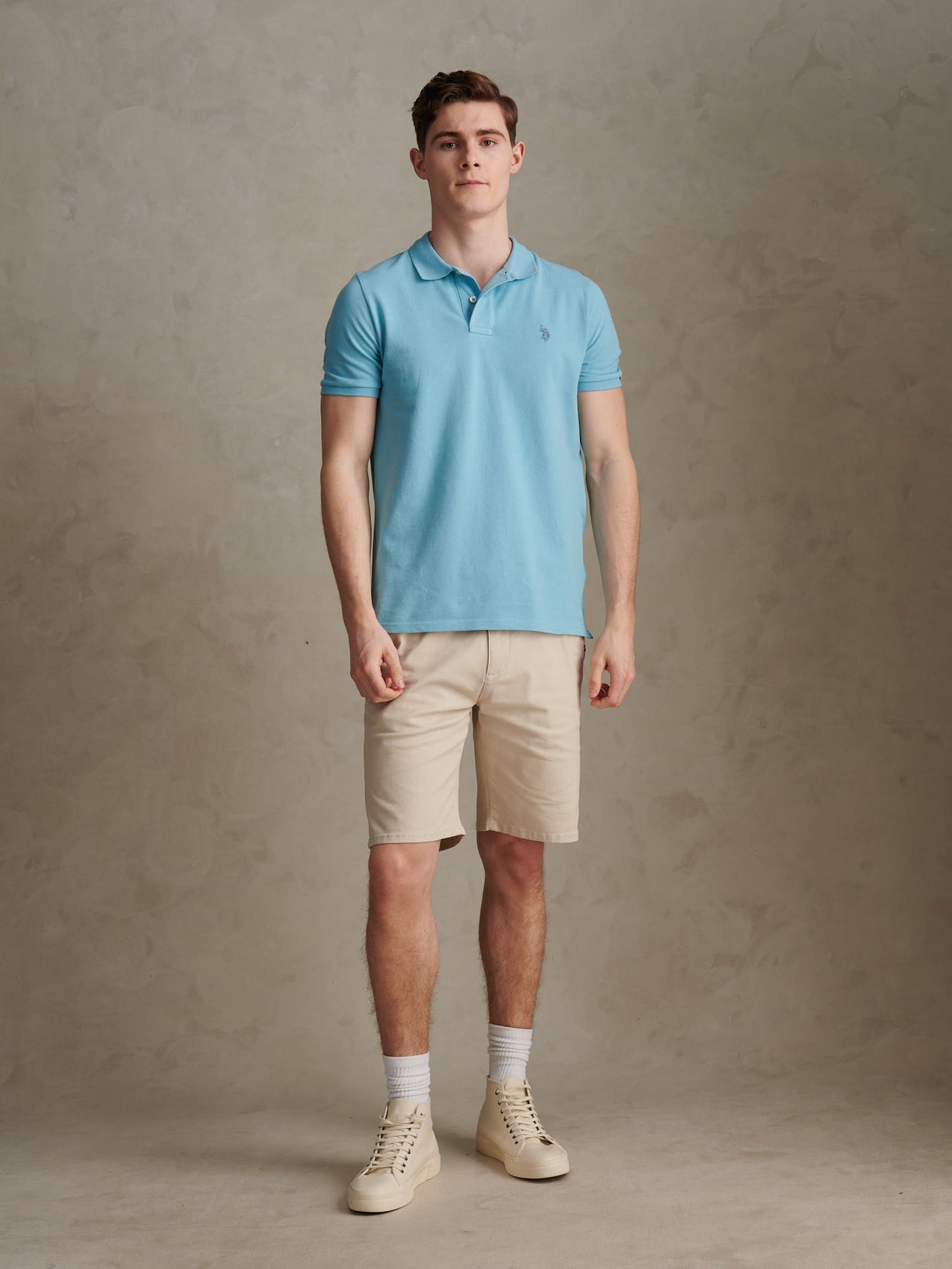 Mens Double Horsemen Polo Shirt Air Blue