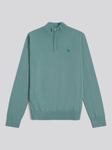 Mens Cotton Quarter Zip Funnel Jumper Arctic
