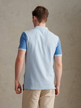 Mens Sash Pique Polo Shirt Chambray Blue