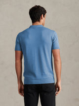 Mens Combed Cotton Double Horsemen Revere Polo Shirt Sea Spray