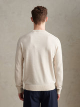 Mens Double Horsemen Cotton Knit Crew Jumper Birch Marl