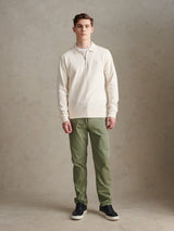 Mens Loopback Zip Polo Sweatshirt Whisper White