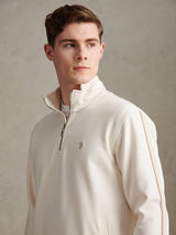 Mens Interlock Taped Funnel Sweatshirt Whisper White