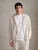 Mens Double Horsemen Interlock Zip Hoodie Beige