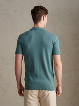 Mens Tonal Vertical Stripe Knit Polo Shirt Arctic