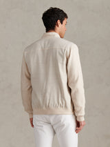 Mens Linen Blend Harrington Jacket Beige