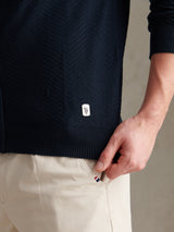 Mens Herringbone Full Zip Funnel Jumper Dark Sapphire Navy