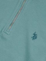 Mens Twill Textured 1/4 Zip Funnel Sweatshirt Arctic