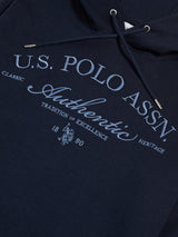 Mens Drop Shoulder Arch Script Hoodie Dark Sapphire Navy