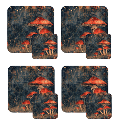 Magical Mushrooms Set of 4 Table Mats and Matching Coasters