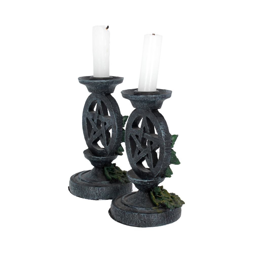 Nemesis Now Aged Pentagram Candlesticks Pair