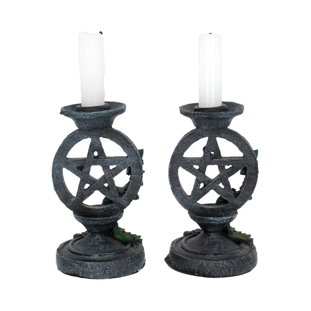 Nemesis Now Aged Pentagram Candlesticks Pair