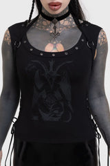 Killstar Noctivagant Baphomet Lace-Up Top