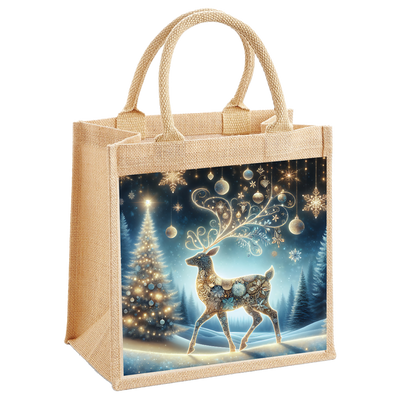 Nordic Reindeer Jute Shopping Bag