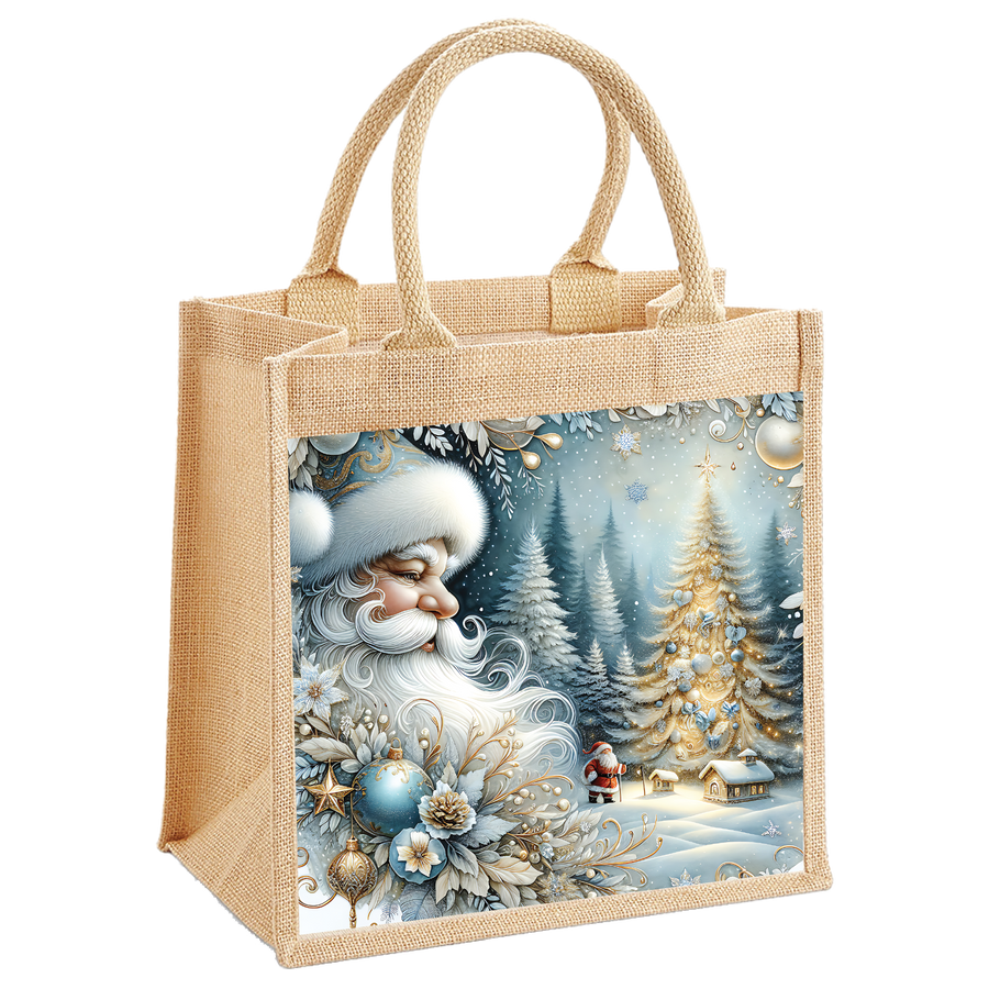 Nordic Santa Face Jute Shopping Bag