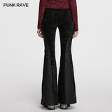 Punk Rave Morrigan Wasteland Tassel Flare Goth Trousers In Black