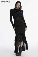 Punk Rave Blossom Knitted Asymmetrical Skirt