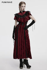 Punk Rave Selene Embroidered Velvet Gloves in Black