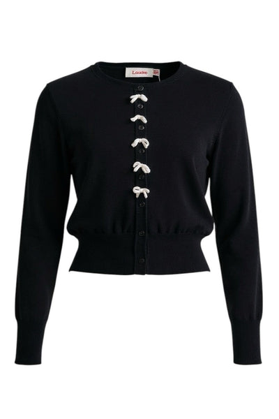 Ives Bow Trimmed Cardigan - Black