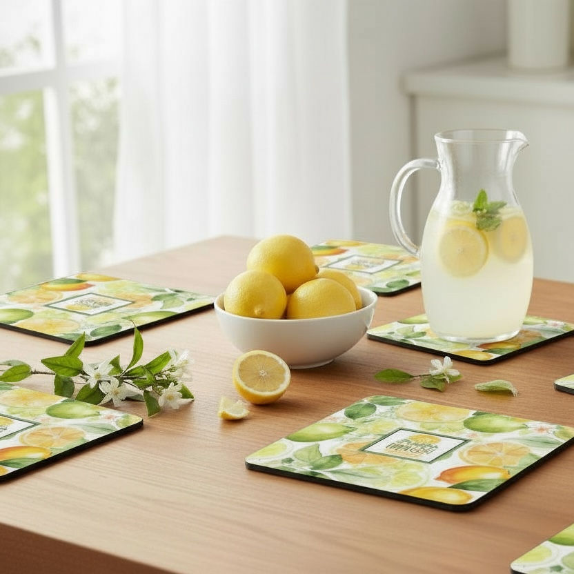 Set Of 4 Easy Peasy Lemon Squeezy Placemats