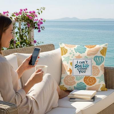 Handmade I Cant Sea Life Without You Cushion