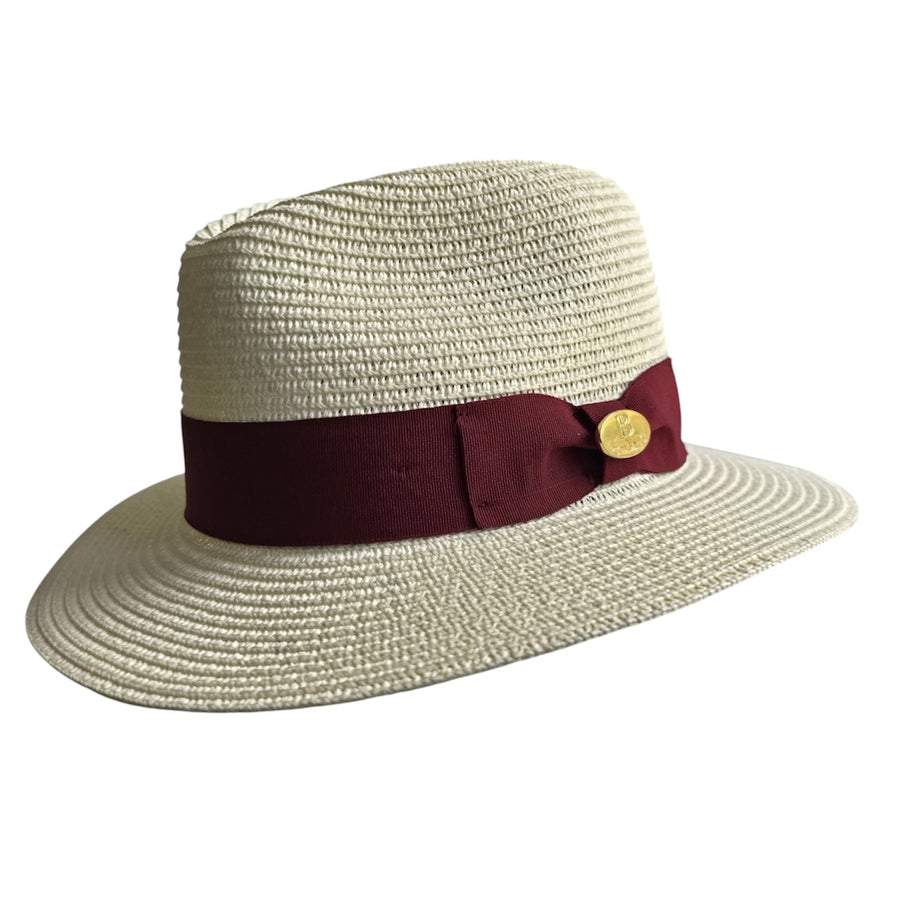 Straw Fedora Hat With Band