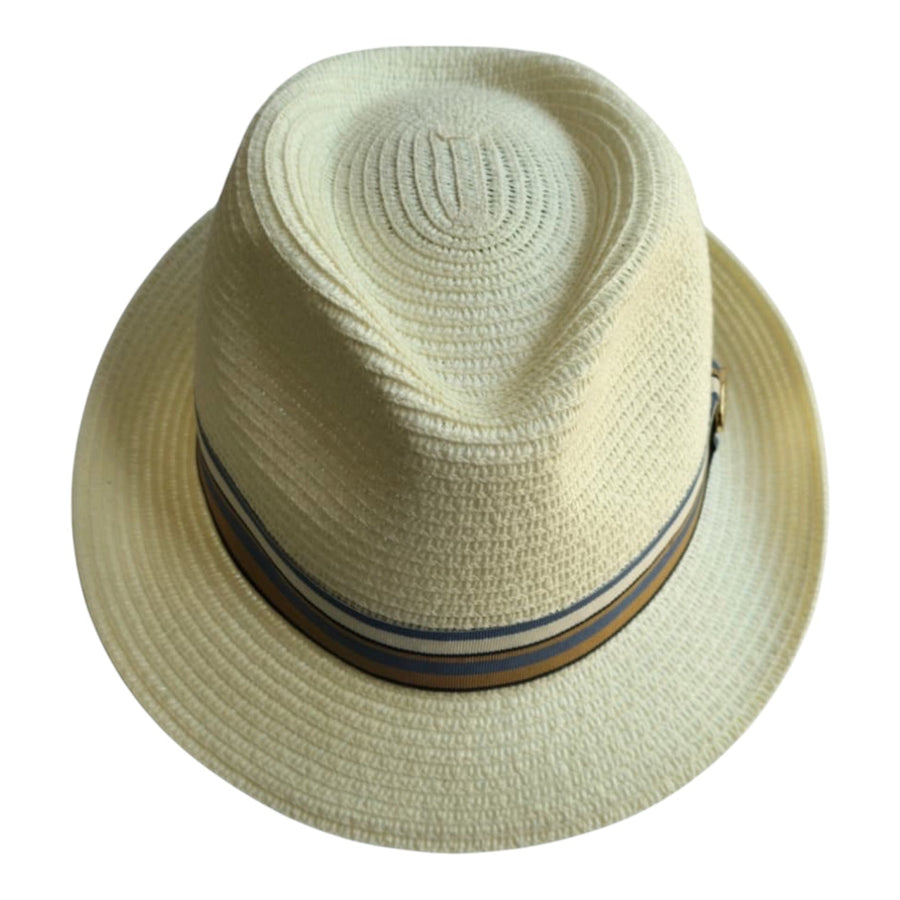 Summer Paper Straw Trilby Hat with Striped Band (Copy)