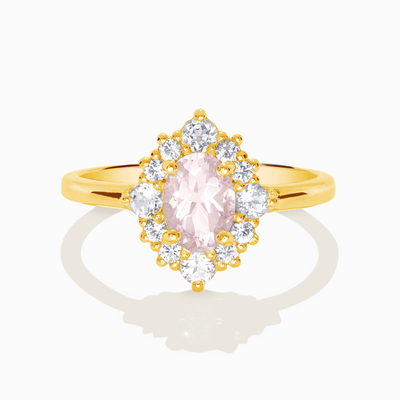 Pink Morganite Halo Ring in 18k Gold Vermeil