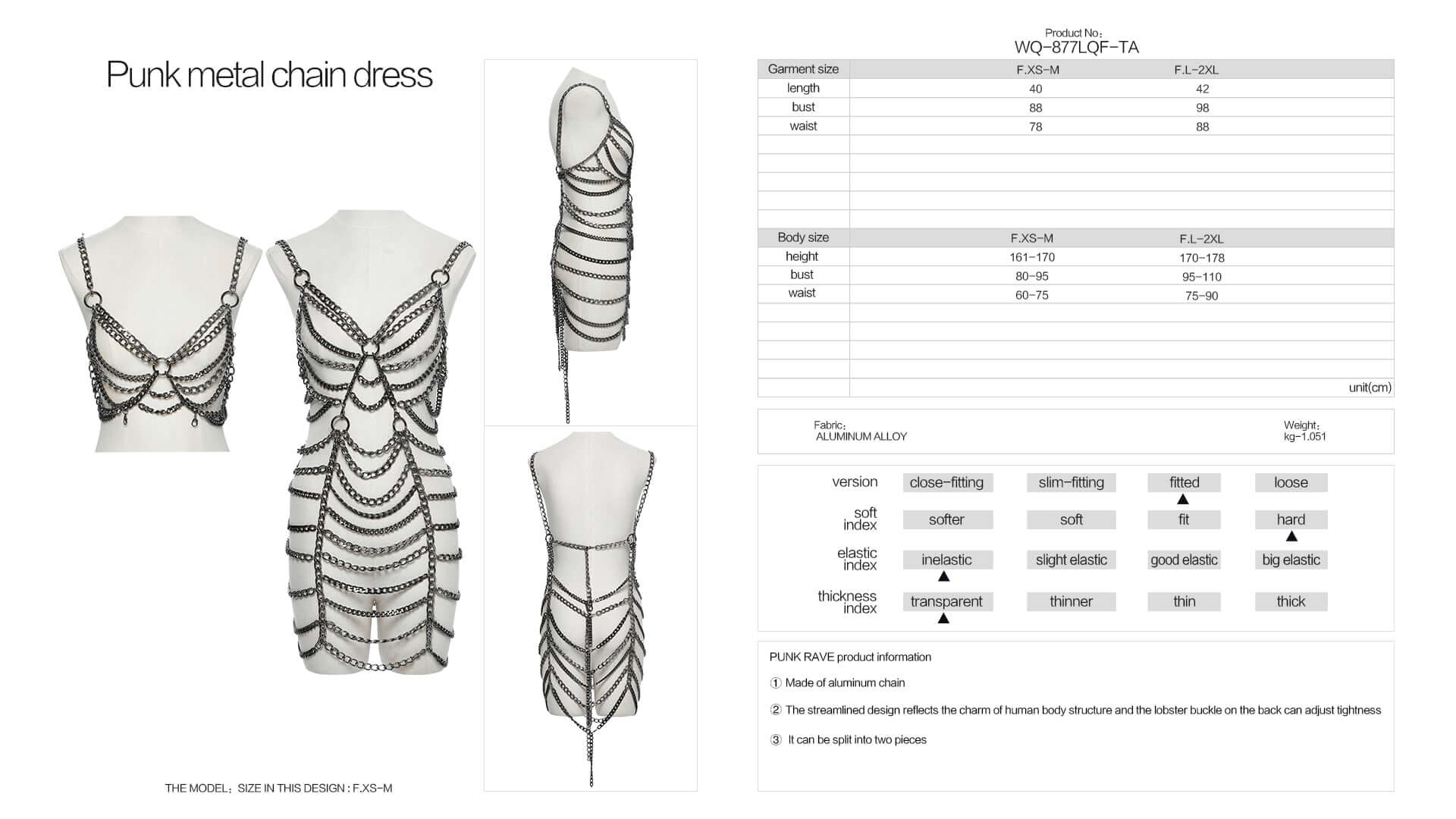 Punk Rave Anslie Metal Chain Dress