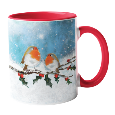 Red Robin on a Holly Branch Mug