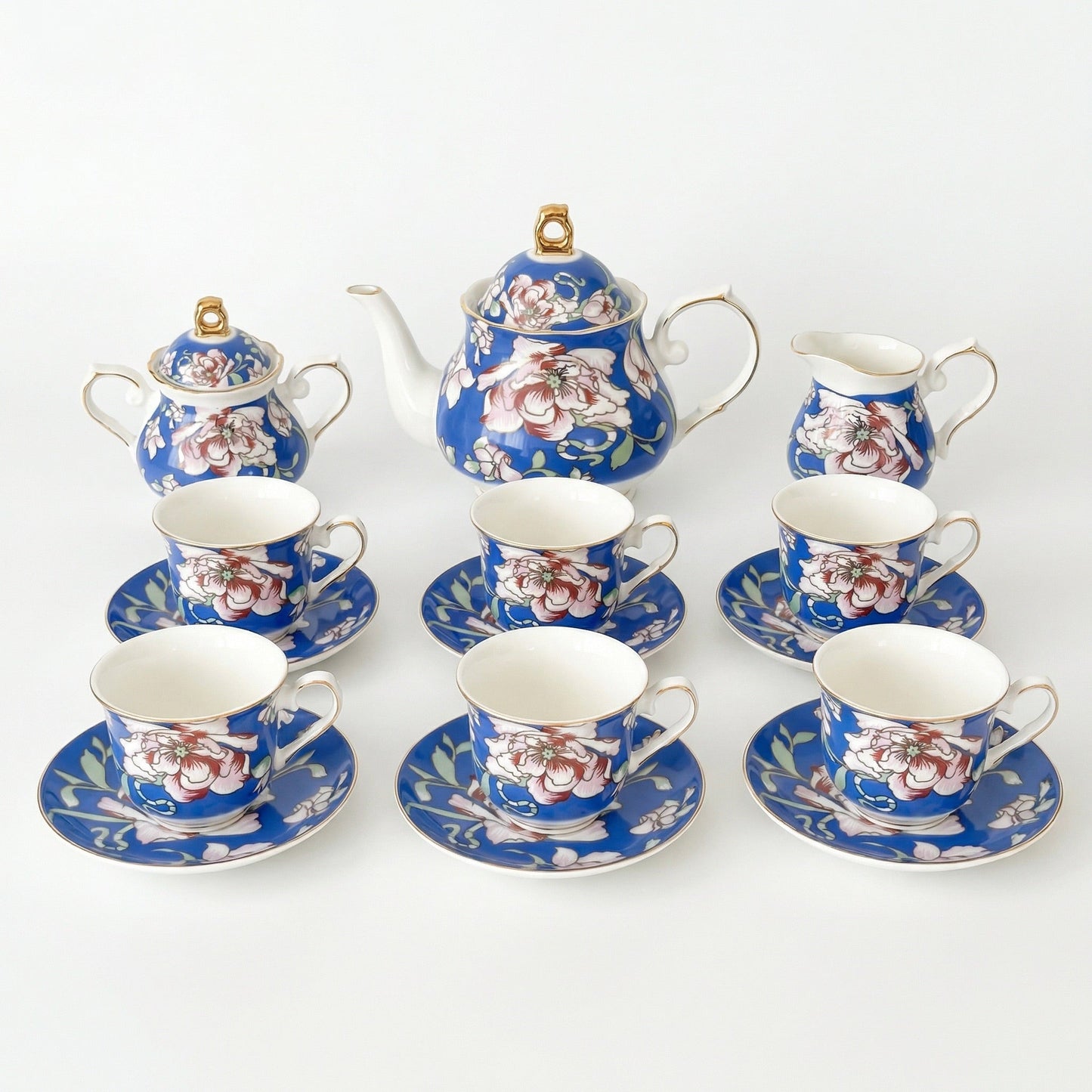 Rosewood Garden Tea Set - Service for 6 (15 Pieces)