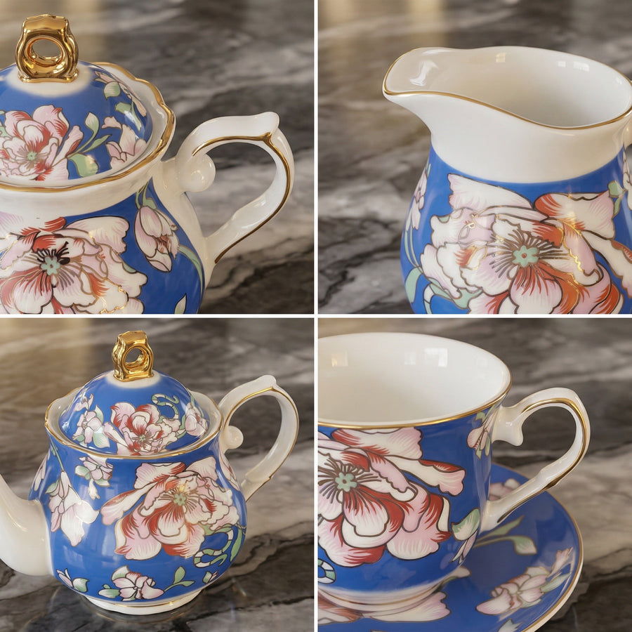 Rosewood Garden Tea Set - Service for 6 (15 Pieces)