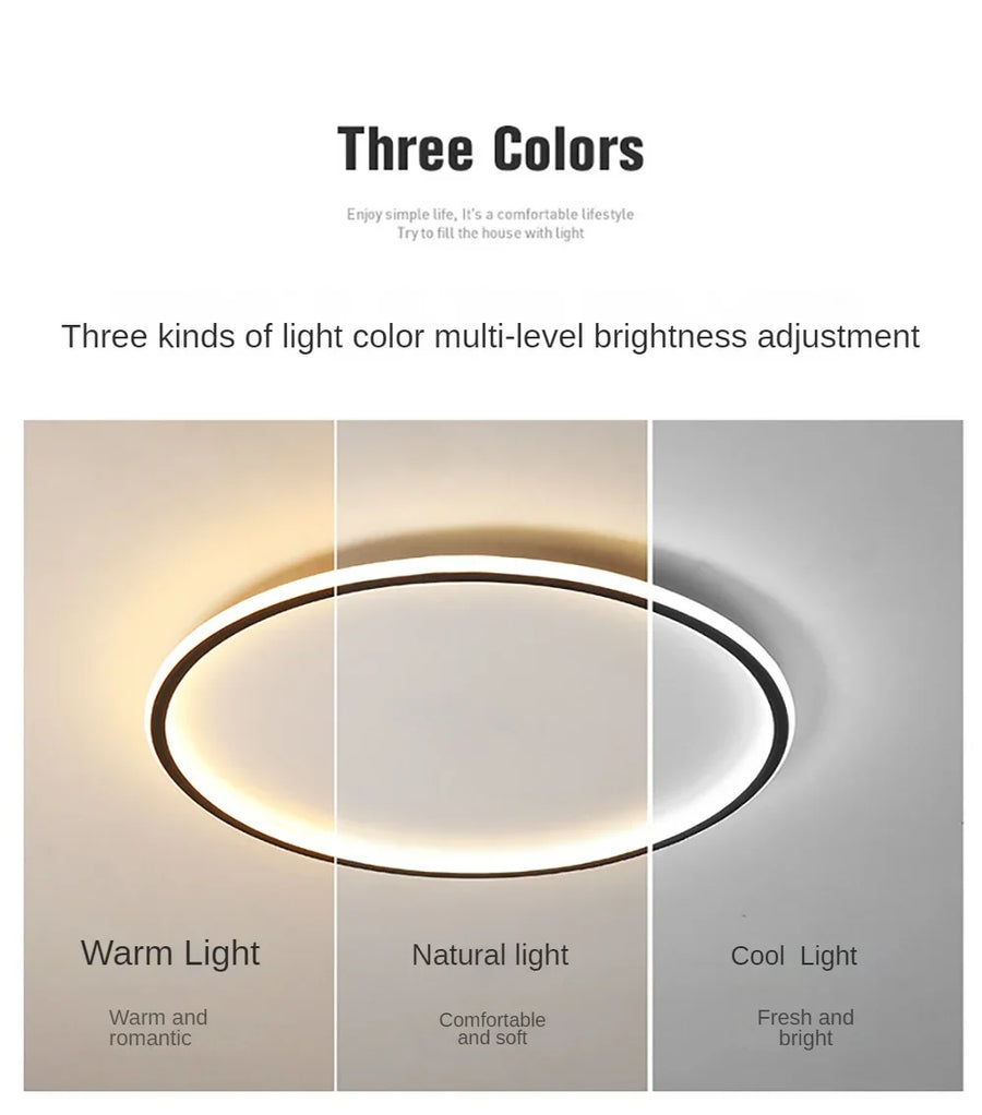 LED Ring Flush Mount Chandelier - Dimmable Ceiling Light Black/White