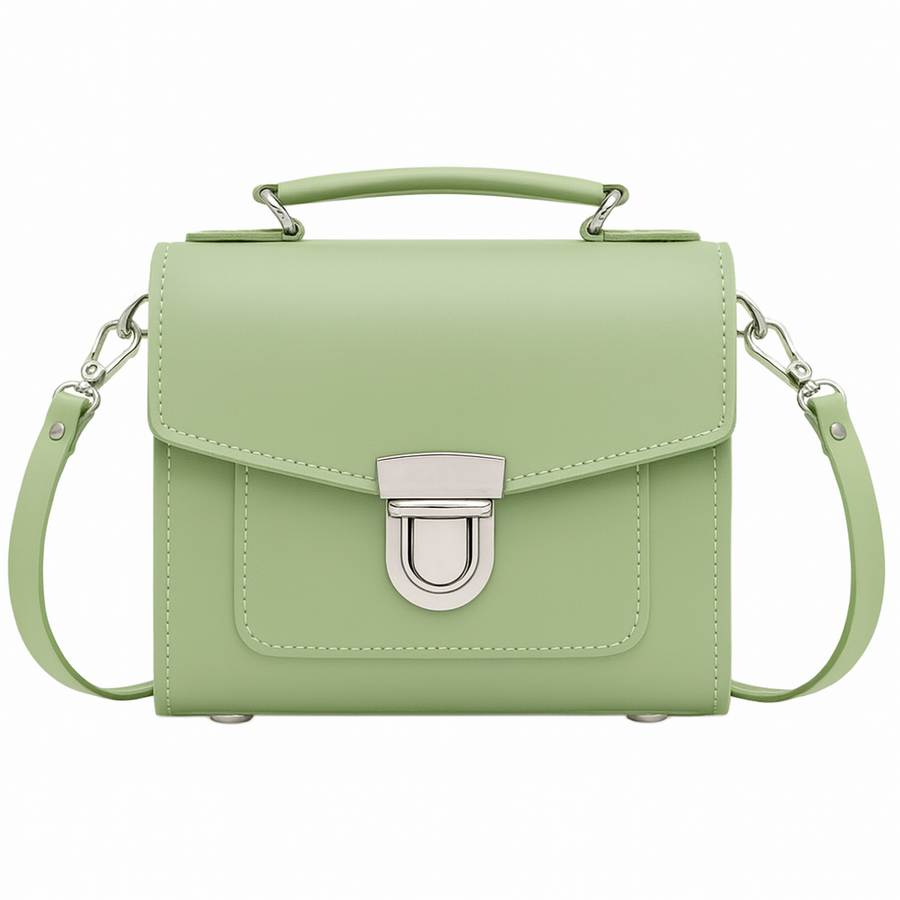 Handmade Leather Sugarcube Handbag - Sage Green