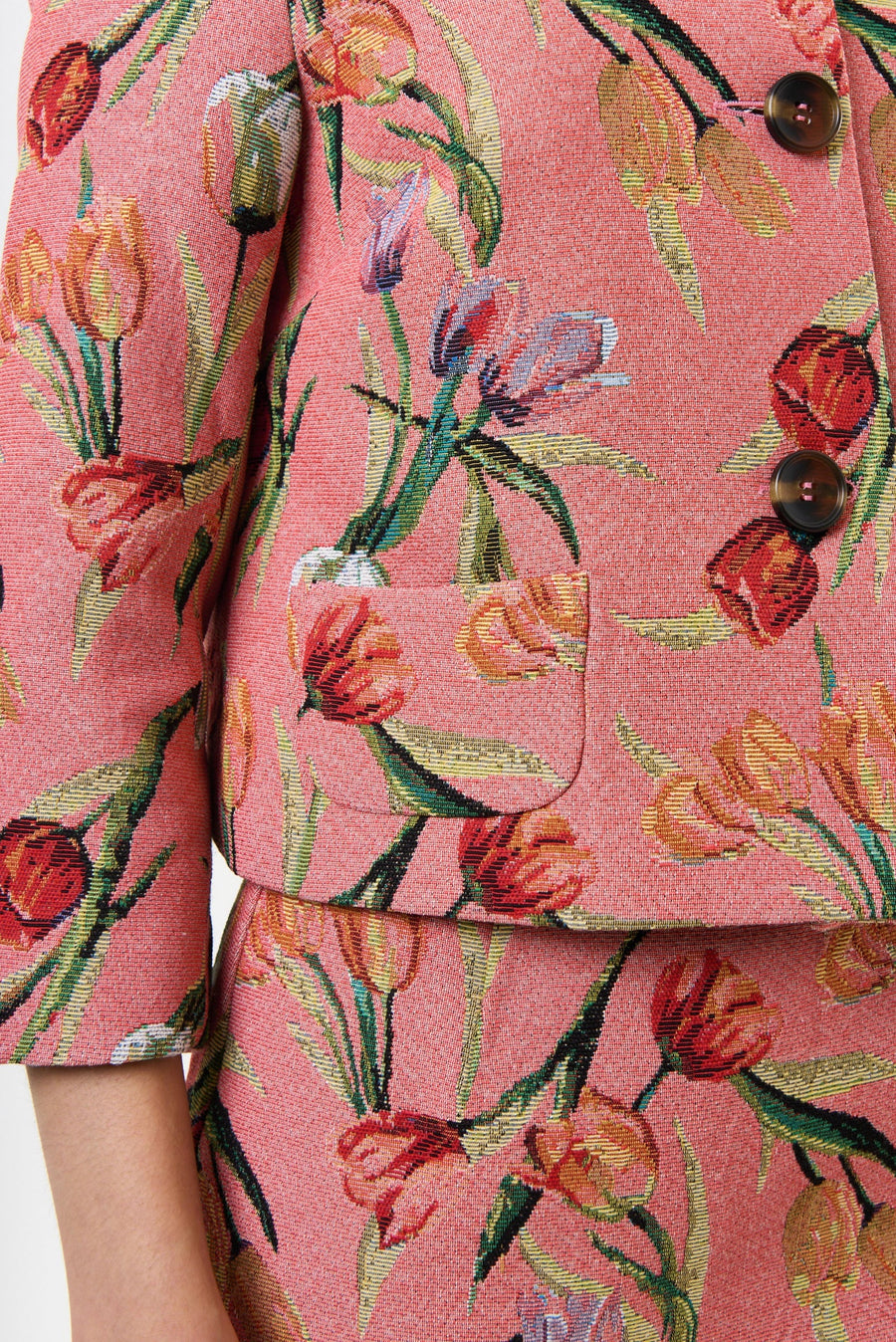 Salut Tulip Jacquard Short Jacket - Pink