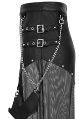 Banned Apparel Lamia Faux Leather & Mesh Skirt in Black