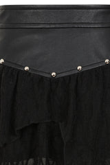 Banned Apparel Luxor Faux Leather & Jagged Knit Skirt in Black