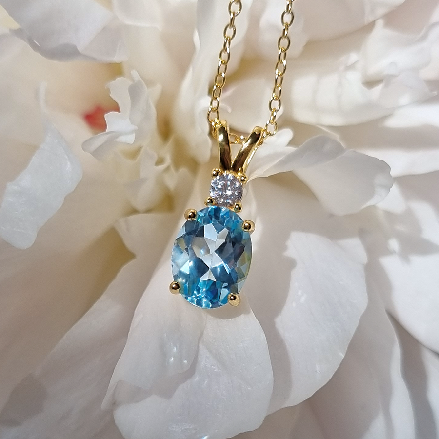 Complete Set - Blue Topaz Jewellery Set in 18k Gold Vermeil