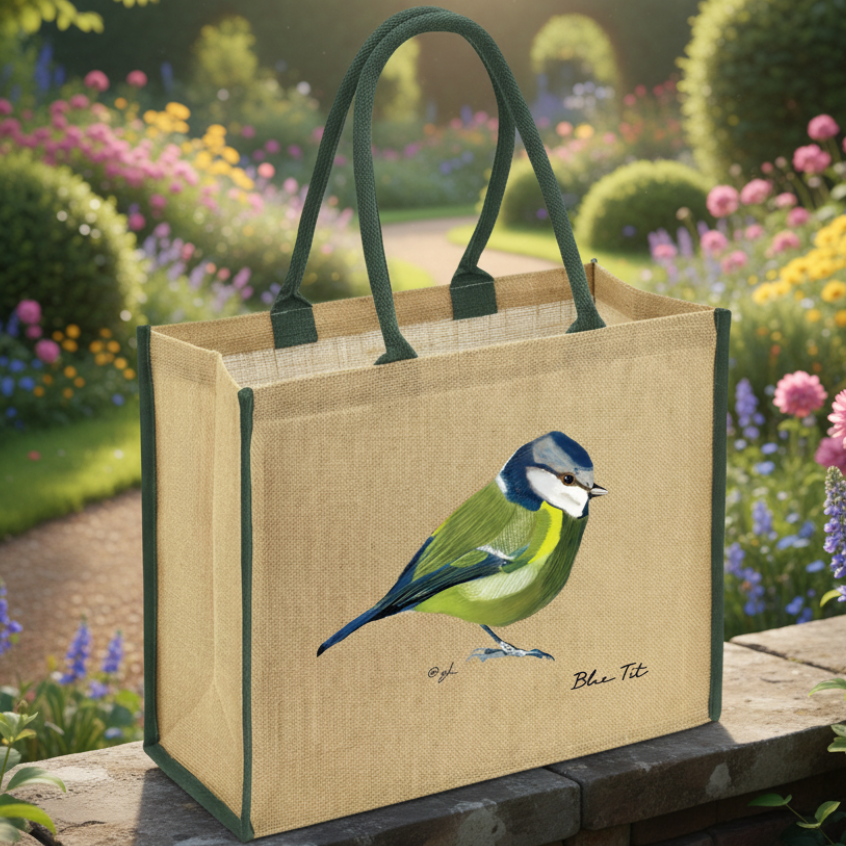 Sammy's Blue Tit Jute Bag