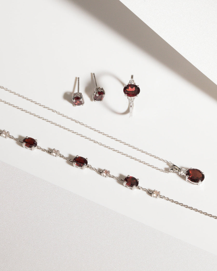Mini Set 2 - Garnet Jewellery Set in Sterling Silver