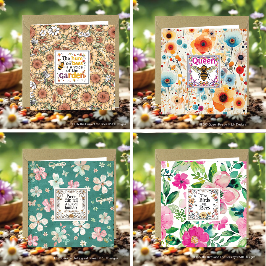 Set of 4 Garden Bee Cards