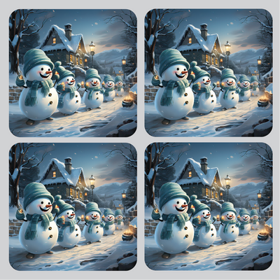 Blue Snowman Set of 4 Table Mats